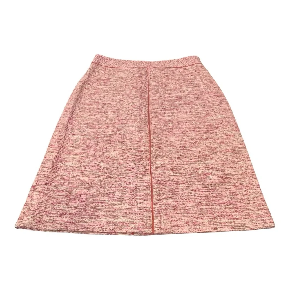 Ann Taylor  Tweed Skirt Size 6 Pink Red‎ White Side Zip